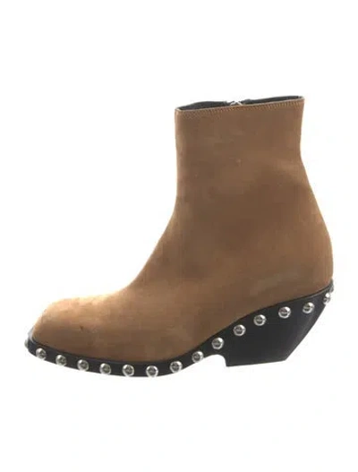 Pre-owned Khaite Suede Studded Accents Boots In Neutral
