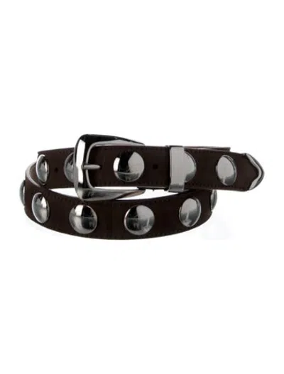 Pre-owned Khaite Suede Studded Accents Waist Belt In Brown/metallic