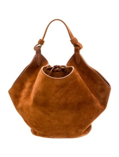 Pre-owned Khaite Suede Top Handle Bag In Brown