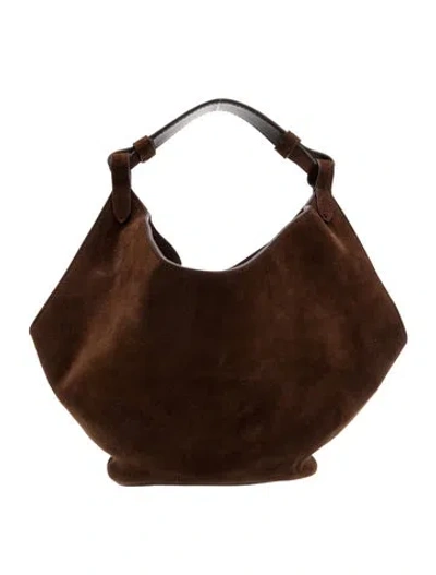 Pre-owned Khaite Suede Top Handle Bag In Brown