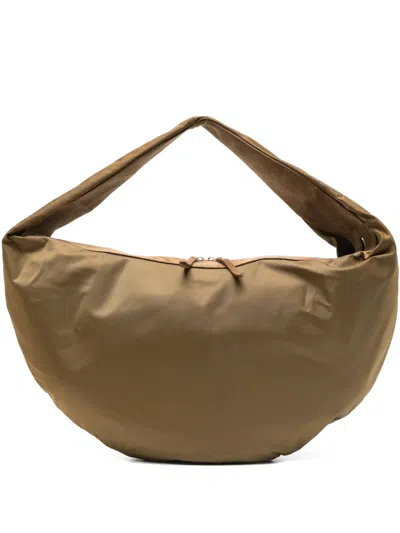 Khaite Suede-trimmed Shoulder Bag In Green