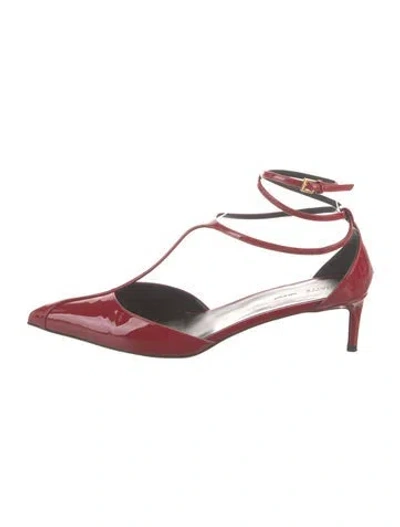 Pre-owned Khaite Suede T-strap Pumps In Red