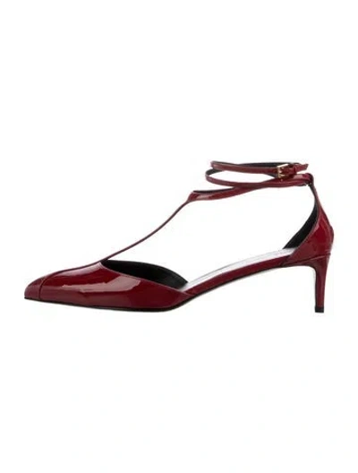 Pre-owned Khaite Suede T-strap Pumps W/ Tags In Red