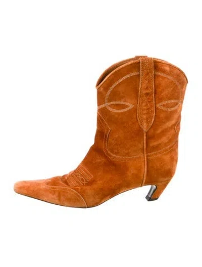 Pre-owned Khaite Suede Western Boots In Brown