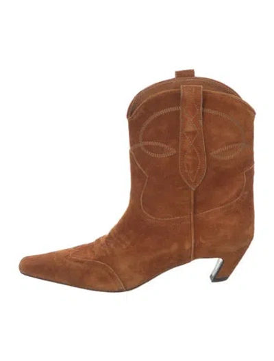 Pre-owned Khaite Suede Western Boots In Brown