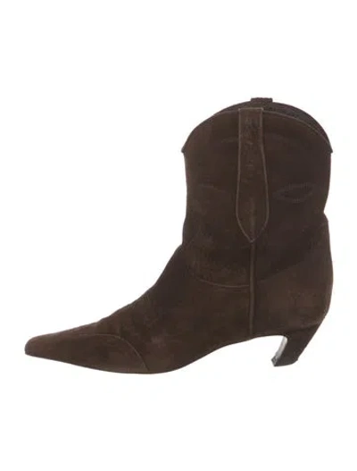 Pre-owned Khaite Suede Western Boots In Brown