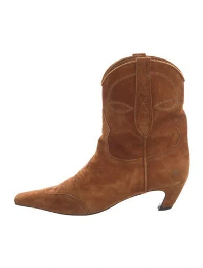 Pre-owned Khaite Suede Western Boots In Brown