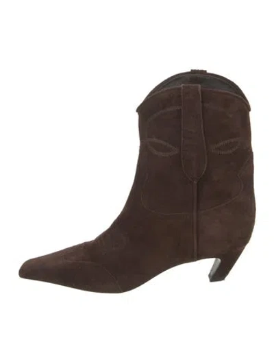 Pre-owned Khaite Suede Western Boots In Brown