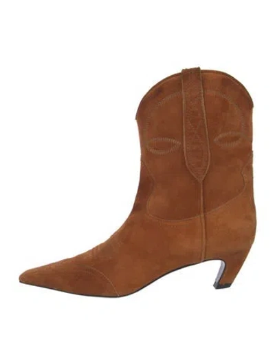 Pre-owned Khaite Suede Western Boots In Brown