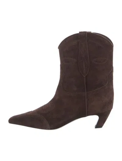 Pre-owned Khaite Suede Western Boots In Brown