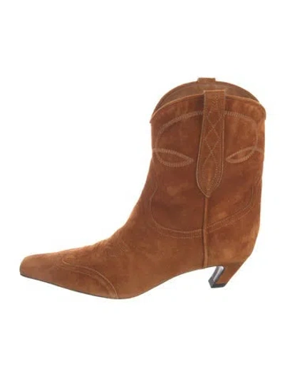 Pre-owned Khaite Suede Western Boots In Neutrals