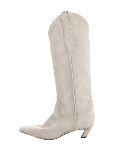 Pre-owned Khaite Suede Western Boots In Neutrals