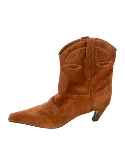 Pre-owned Khaite Suede Western Boots In Orange