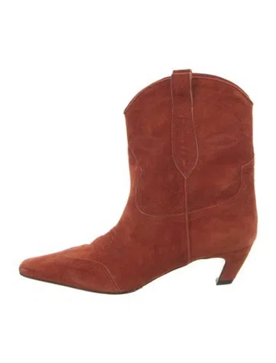 Pre-owned Khaite Suede Western Boots In Orange
