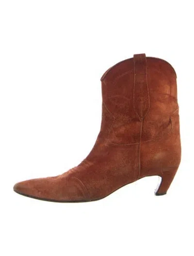 Pre-owned Khaite Suede Western Boots In Orange