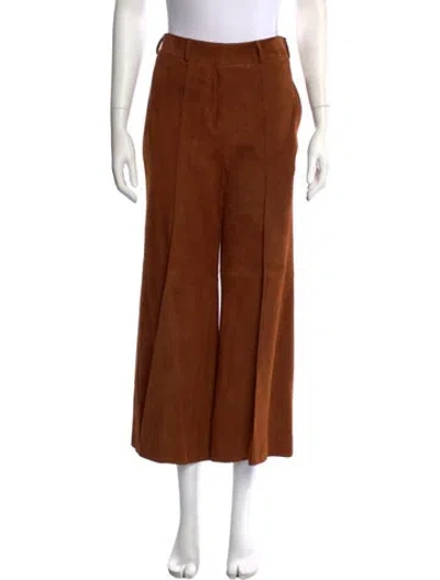 Pre-owned Khaite Suede Wide Leg Pants In Brown