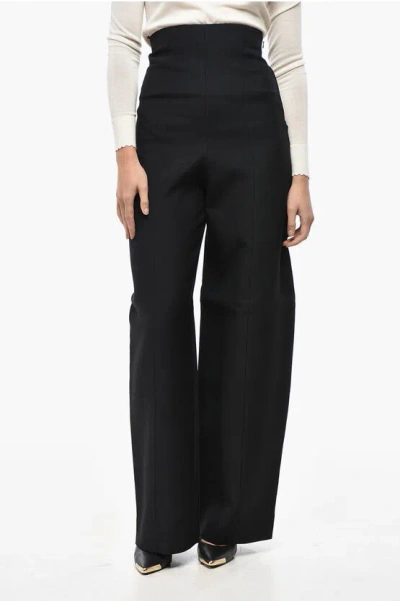 Khaite Super High-waisted Pants With Side Zip In Black