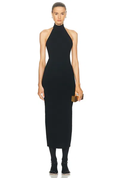 Khaite Suzanne Jersey Halterneck Midi Dress In Black