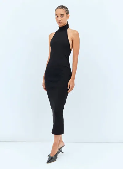 Khaite Suzanne Jersey Halterneck Midi Dress In Black