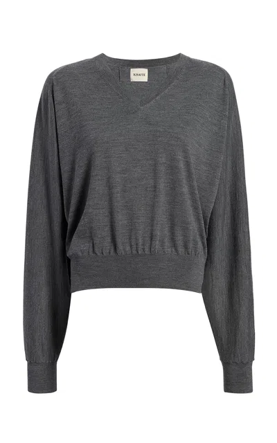 Khaite Suzanne Fine Wool Sweater In Gray