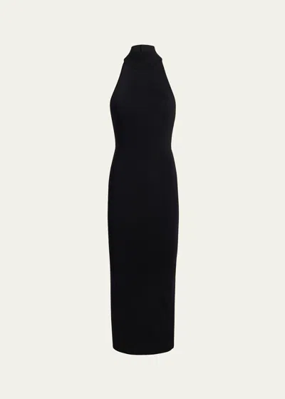 Khaite Suzanne Jersey Halterneck Midi Dress In Black