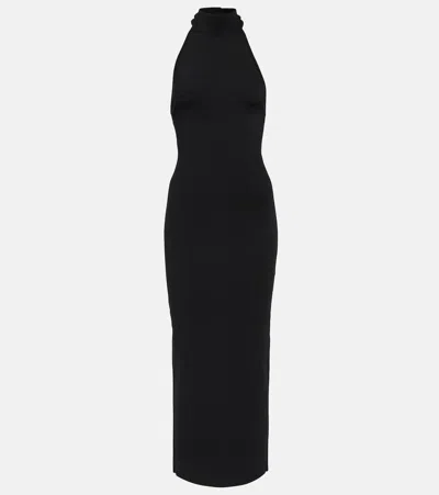 Khaite Suzanne Jersey Halterneck Midi Dress In Black
