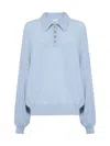 Khaite Rene Long Sleeve Cashmere Polo Sweater In Grey