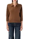 Khaite Women Brown Herve Polo Shirt, S Luxury Polos For Women Darveys In Brown