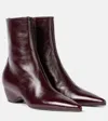 Khaite Sybil Leather Ankle Boots In Burgundy
