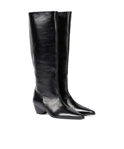Khaite Sybil 40 Leather Knee-high Boots In Black