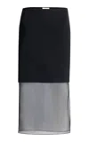 Khaite Sybil Crepe Satin Midi Skirt In Black
