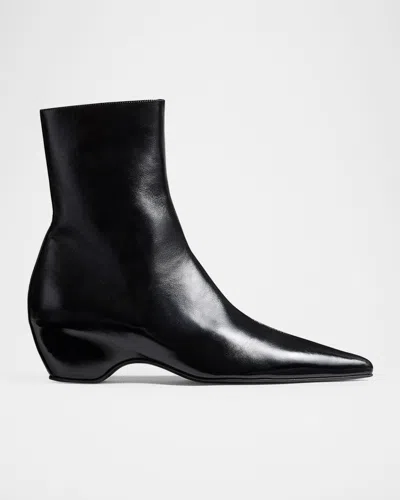 Khaite Sybil Leather Ankle Boots In Black