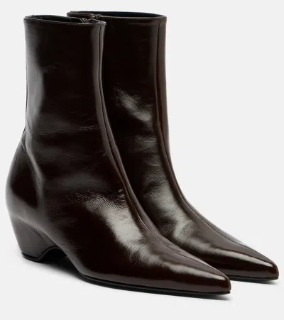 Khaite Sybil Pointed-toe Ankle Boots In Brown