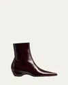 Khaite Sybil Leather Ankle Boots In Burgundy