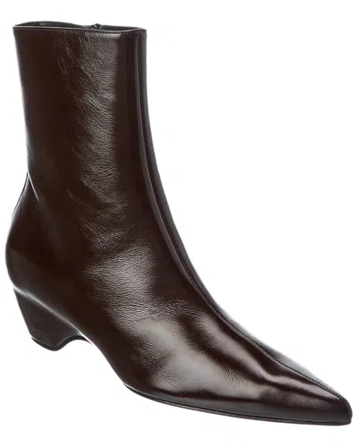 Khaite Sybil Leather Bootie In Brown
