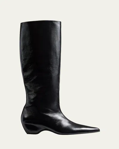 Khaite Sybil Leather Knee Boots In Black