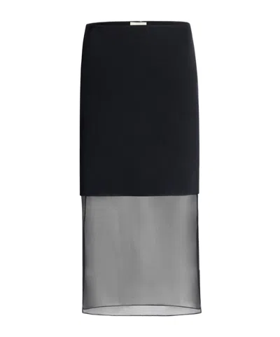 Khaite Sybil Midi Skirt In Black