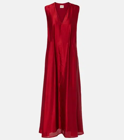 Khaite Syd Satin Maxi Dress In Red
