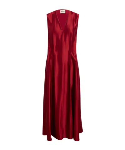 Khaite Syd V-neck Dress In Red