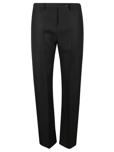 Khaite Tailored Straight-leg Pants With Structured Waistband In Black