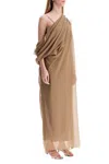 Khaite Taj Layered Draped One-shoulder Silk-chiffon Maxi Dress In Beige