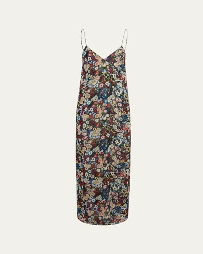 KHAITE TAJA FLORAL SILK CHIFFON MAXI SLIP DRESS