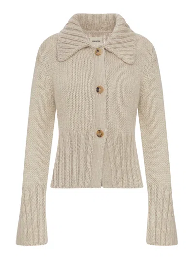 Khaite Takeo Cardigan In Cashmere And Mohair In Neutral