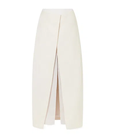 Khaite Tal Woven Midi Skirt In Neutral