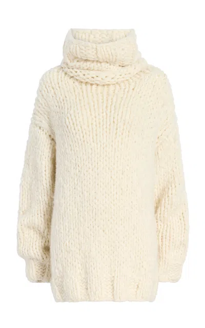 Khaite Tali Felted Cashmere Sweater In Neutral