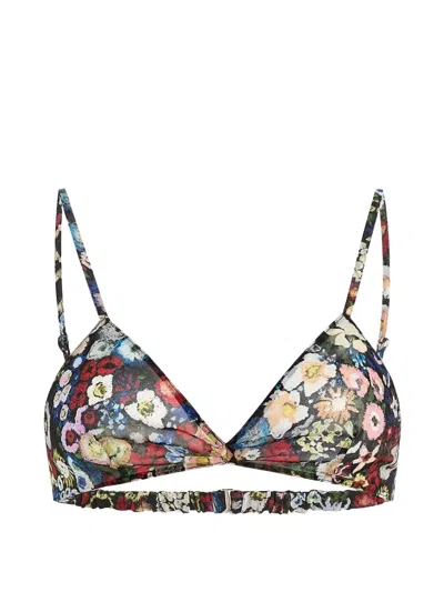 Khaite Talita Floral-print Silk-chiffon Triangle Bra In Multi
