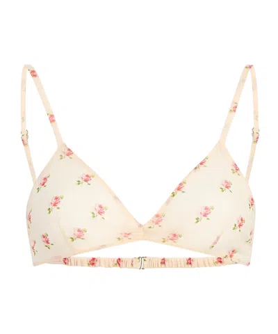 Khaite Talita Floral-print Silk-chiffon Bralette In Neutral
