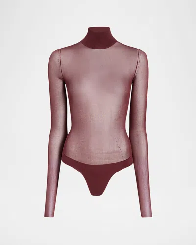 KHAITE TALLIN SHEER MESH TURTLENECK BODYSUIT