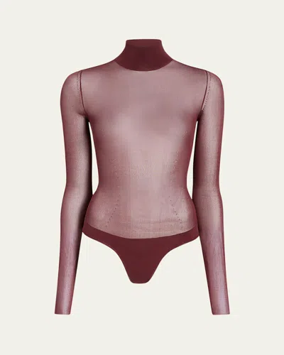 KHAITE TALLIN SHEER MESH TURTLENECK BODYSUIT