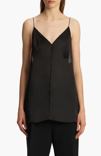 Khaite Talsie V-neck Silk Tank Top In Black